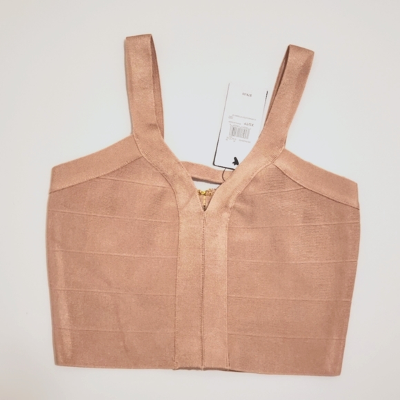 GUESS Marciano Beige Tan Mirage Bandage Crop Top - Size XXS, XS, 00, 0 - Picture 1 of 6